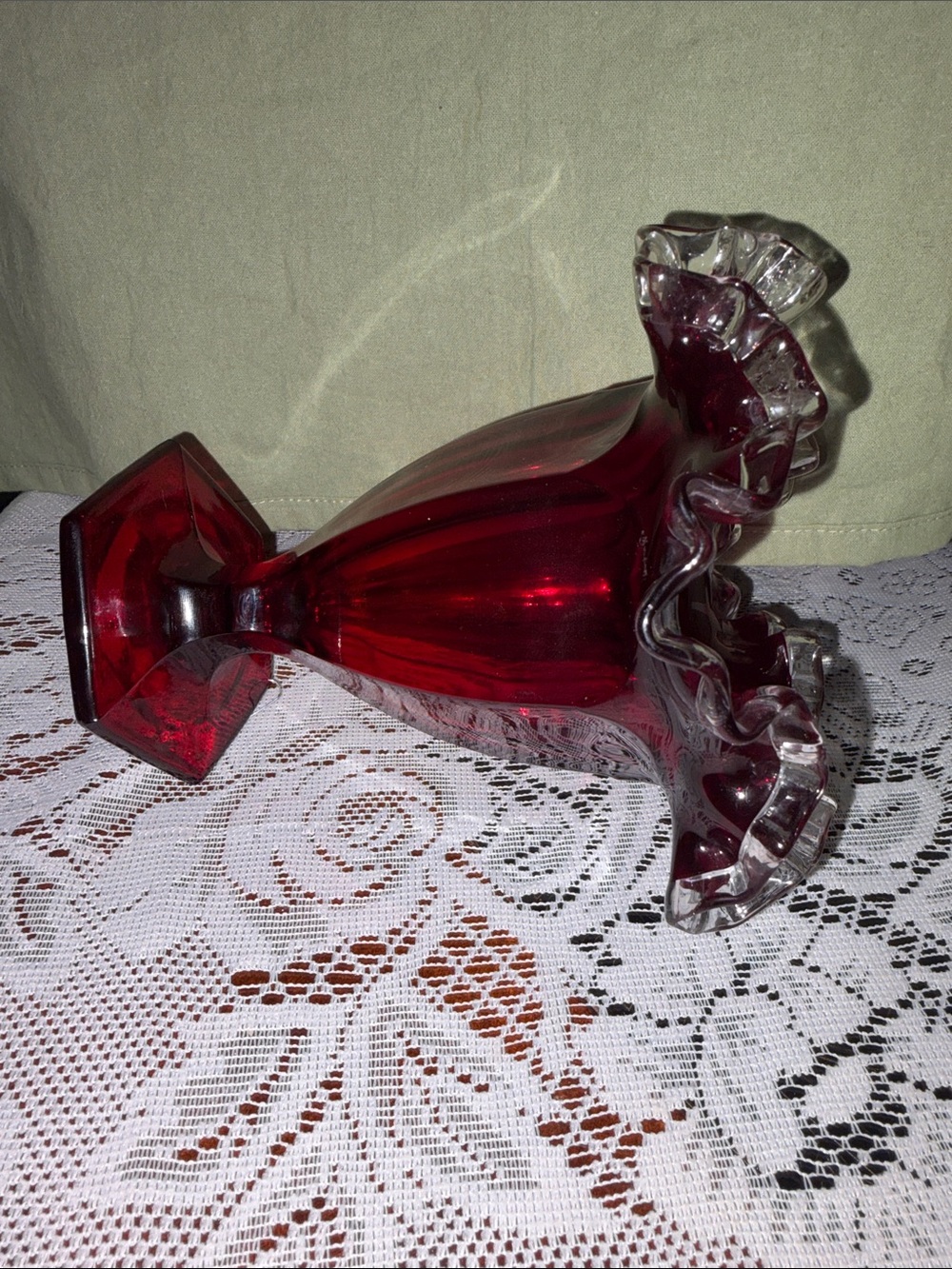Fenton Ruby Red Glass Vase - - Picture 5 of 6